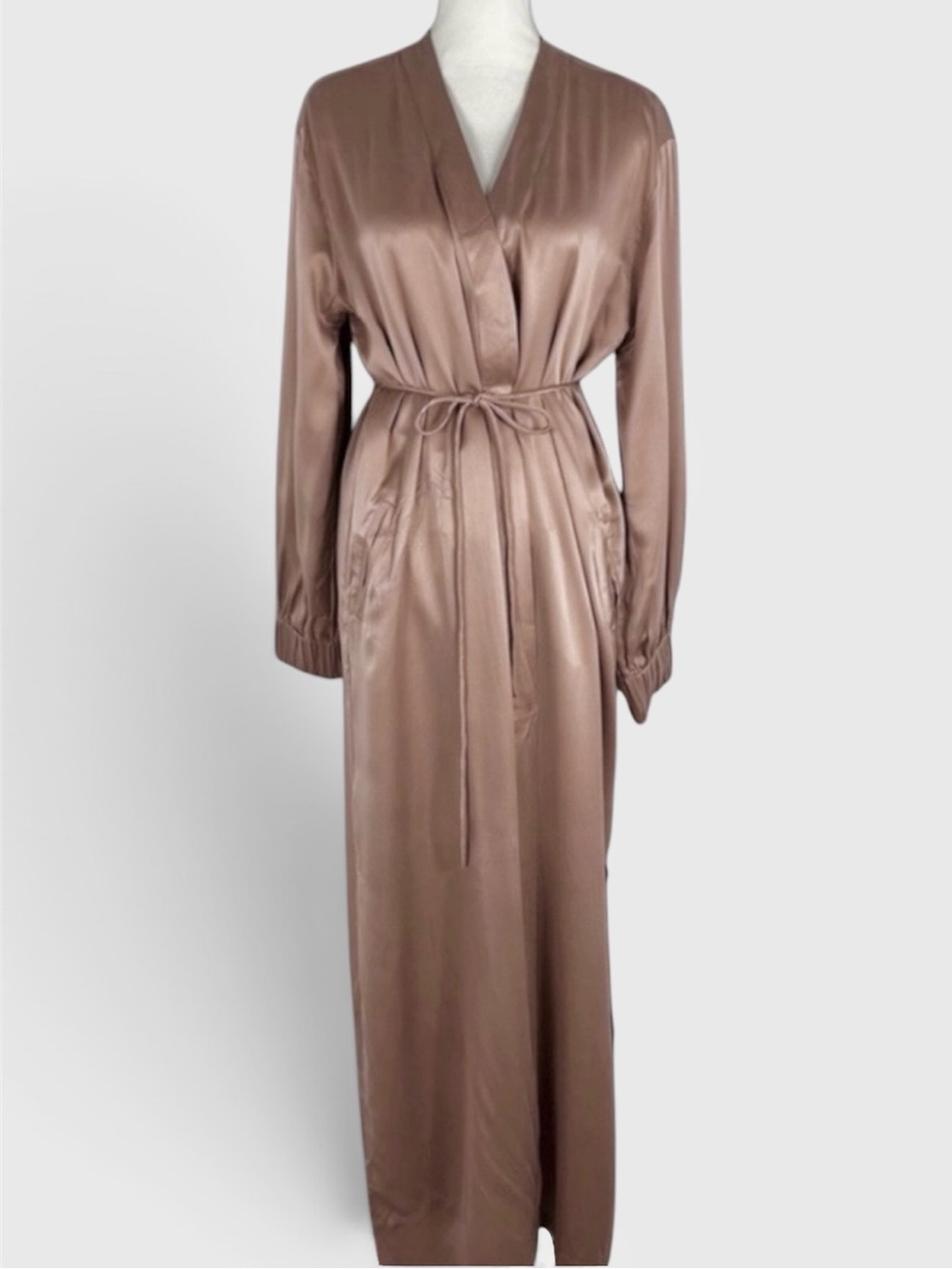 Lunya Washable Silk Long Robe Otium Tan XS/S NWOT - Picture 9 of 13